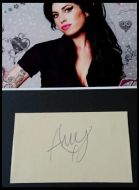 Amy Winehouse - Autographed Card Matted With Photograph