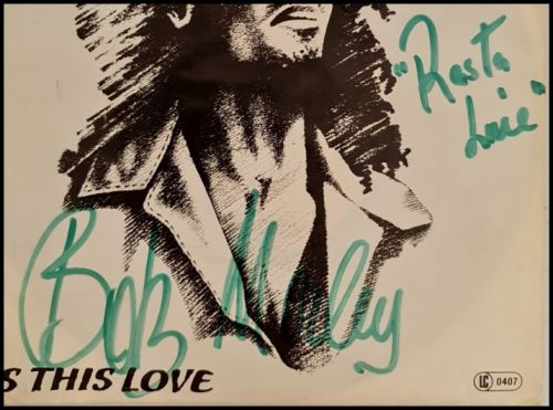 Bob Marley Autographed 'Is This Love' 7inch Single Cover
