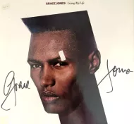 Grace Jones Autographed 'Living My Life' Album Cover