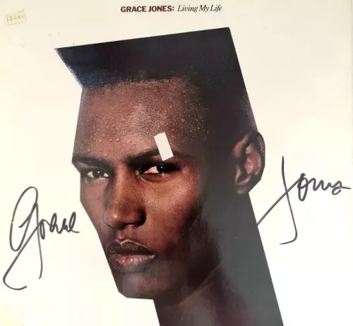 Grace Jones Autographed 'Living My Life' Album Cover