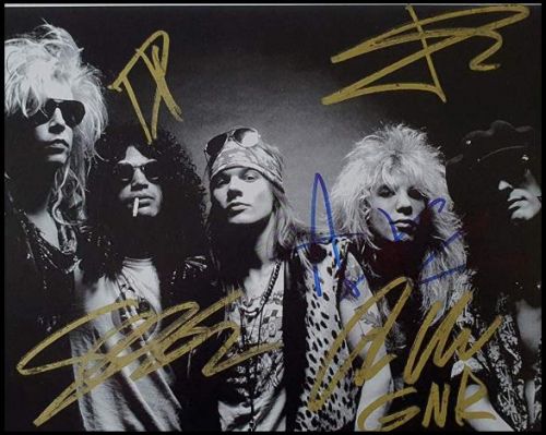 Guns N' Roses Band Autographed B&W 8x10 Photograph