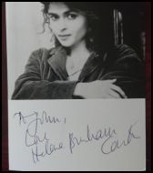 Helena Bonham Carter Autographed B&W Photograph
