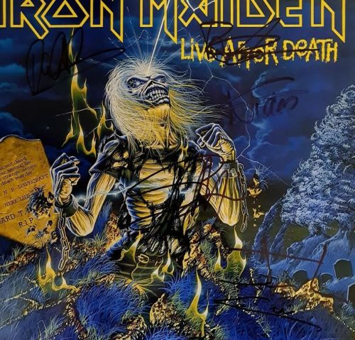 Iron Maiden Autographed 'Live After Death' Album Cover