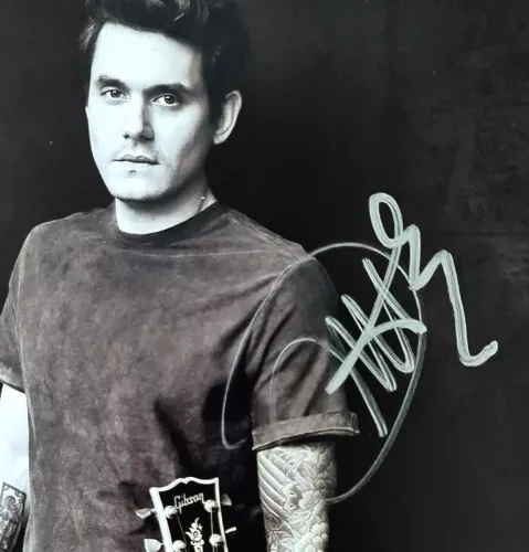 John Mayer Autographed Black and White Photograph