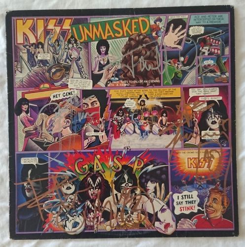 KISS Autographed 1997 'Unmasked' LP Cover 