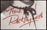 Rita Hayworth Autographed 7x9 Photo