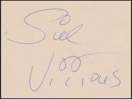 Sid Vicious Autographed ‘Vintage Signature Card’ The Sex Pistols