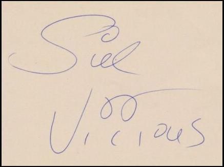 Sid Vicious Autographed ‘Vintage Signature Card’ The Sex Pistols