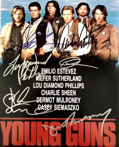 Young Guns Cast Autographed Color Movie Photograph
